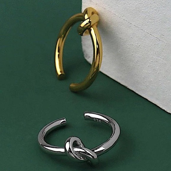 Tie Knot Silver Bangle Cuff Bracelet - Picture 6 of 8